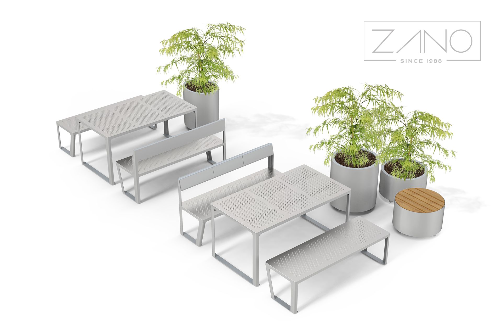Masă și bănci urbane de la zano urban furniture