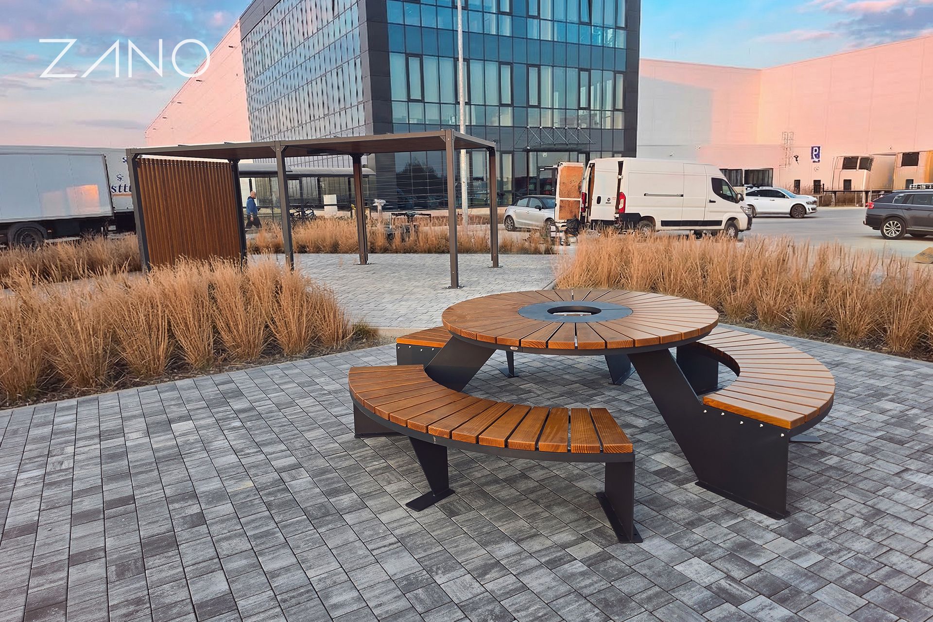 Zonă de relaxare cu masă de picnic Domino și Pergola Zonă de relaxare cu masă de picnic Domino și Pergola