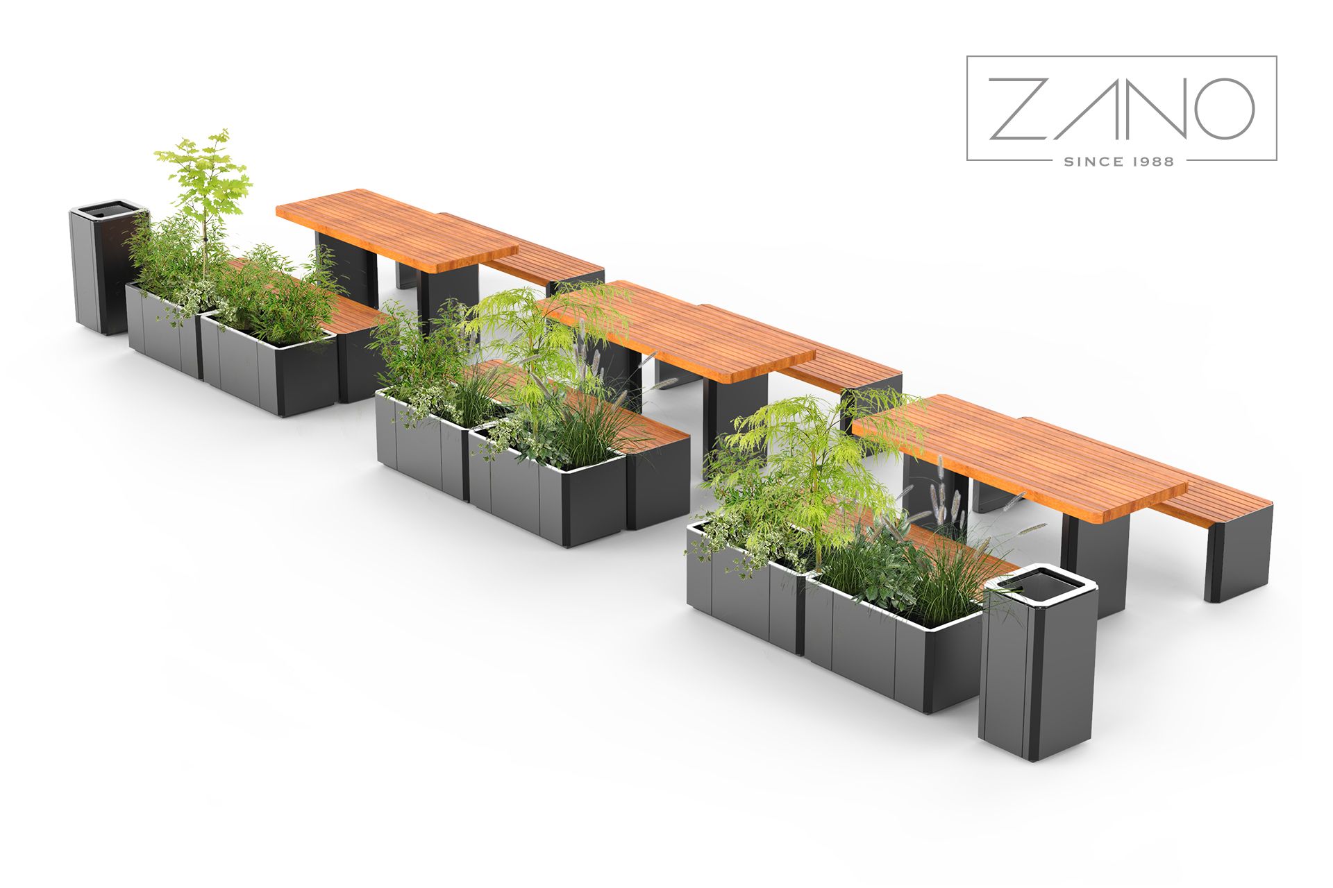 Stilo - bănci și jardiniere de la ZANO mobilier urban